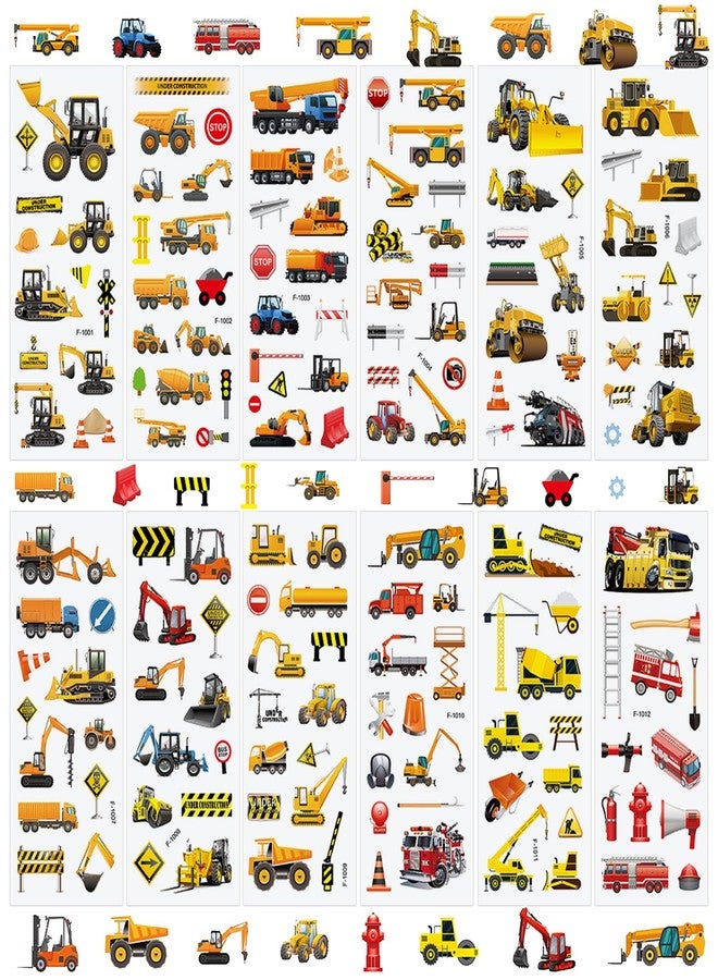 T-Antrix 36 Sheets 3D Construction Stickers for Kids Bulk Puffy Truck Stickers - Excavator, Bulldozer, Crane with Safety Signs & Tools for Boys Crafts, Rewards - Image 1